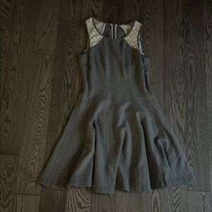 Club Monaco Gray Midi Dress with Cream Accents